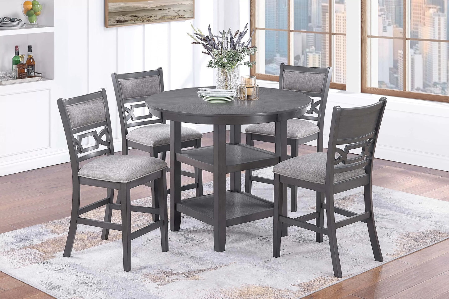 5 Piece Counter Height Dining Table and Chair Set