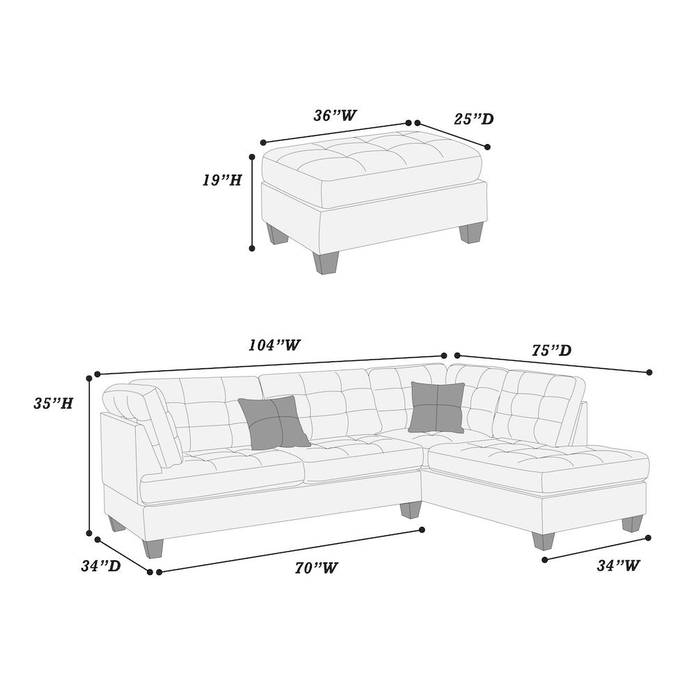 3PC Sectional Sofa Set