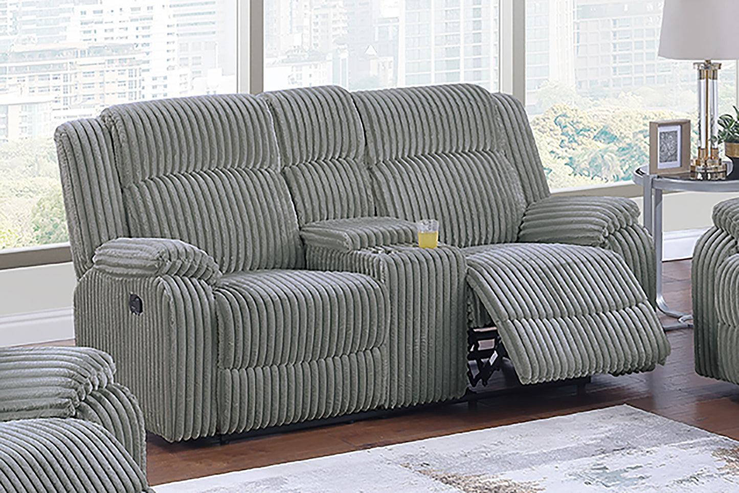 Corduroy Manual Recliner Loveseat