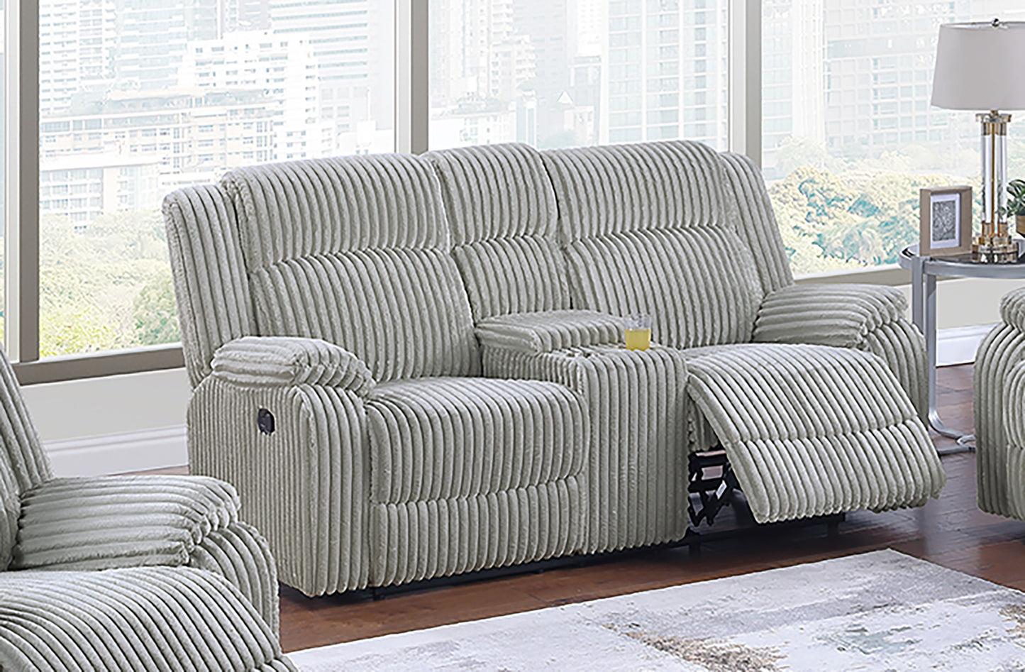 Corduroy Manual Recliner Loveseat
