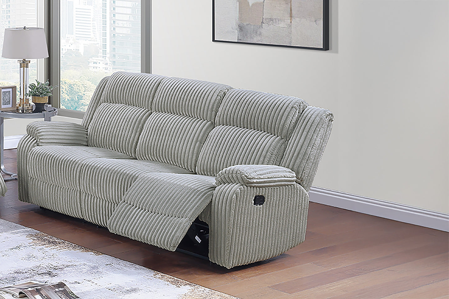 Corduroy Manual Recliner Sofa