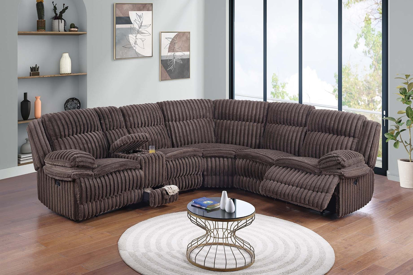 Corduroy Manual Recliner Sectional