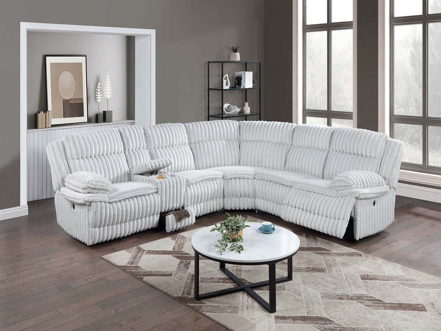 Corduroy Manual Recliner Sectional