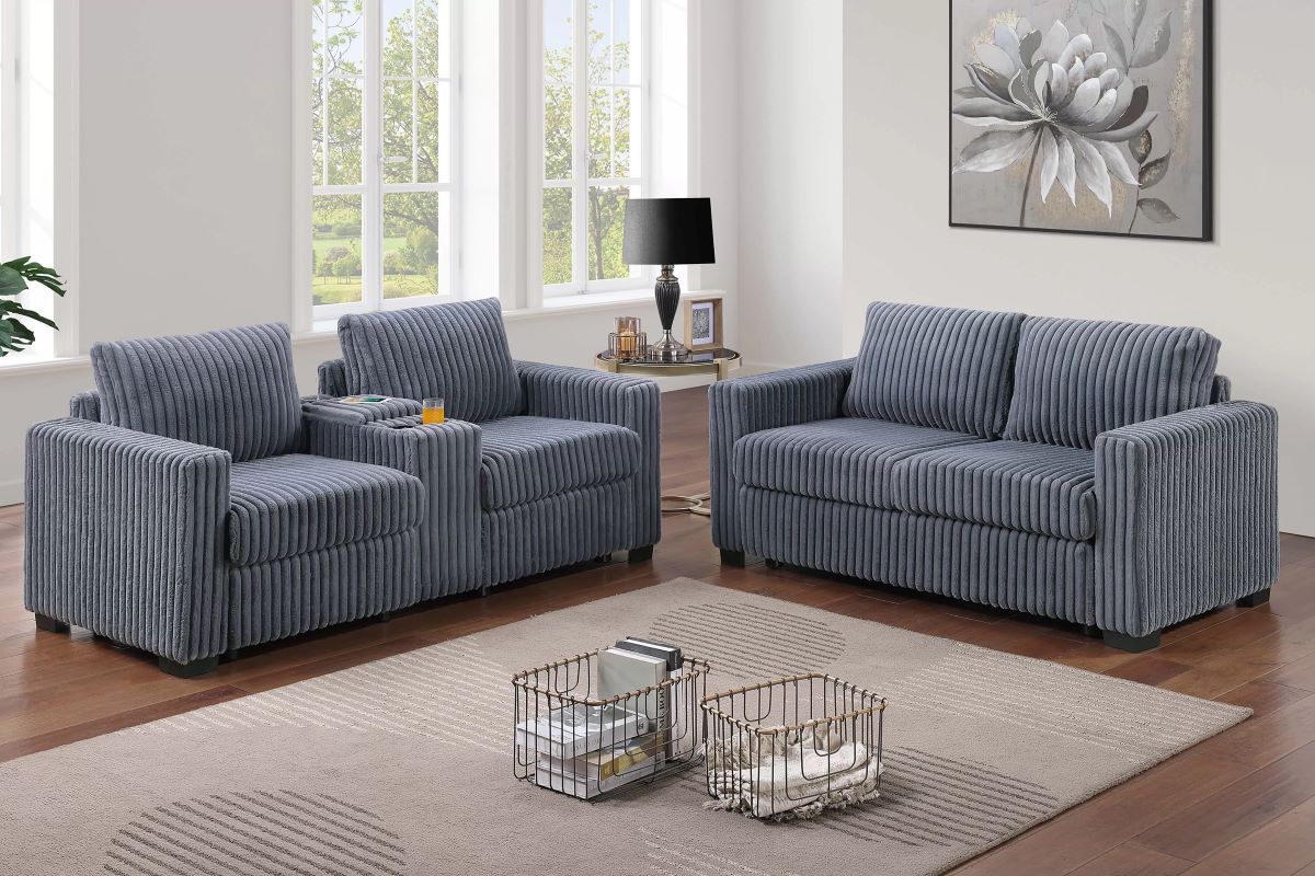 2-PC Corduroy Sofa Loveseat Set