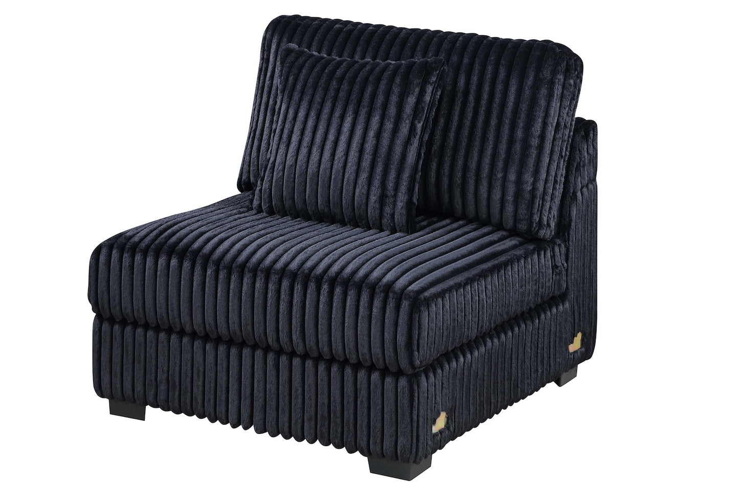 7 Piece Set Black Corduroy Modular Sectional Sofa