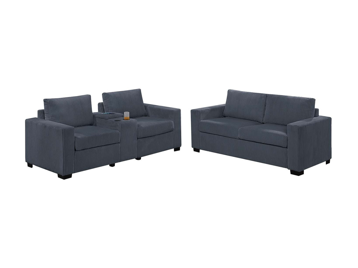 2-Piece Corduroy Sofa Loveseat Set