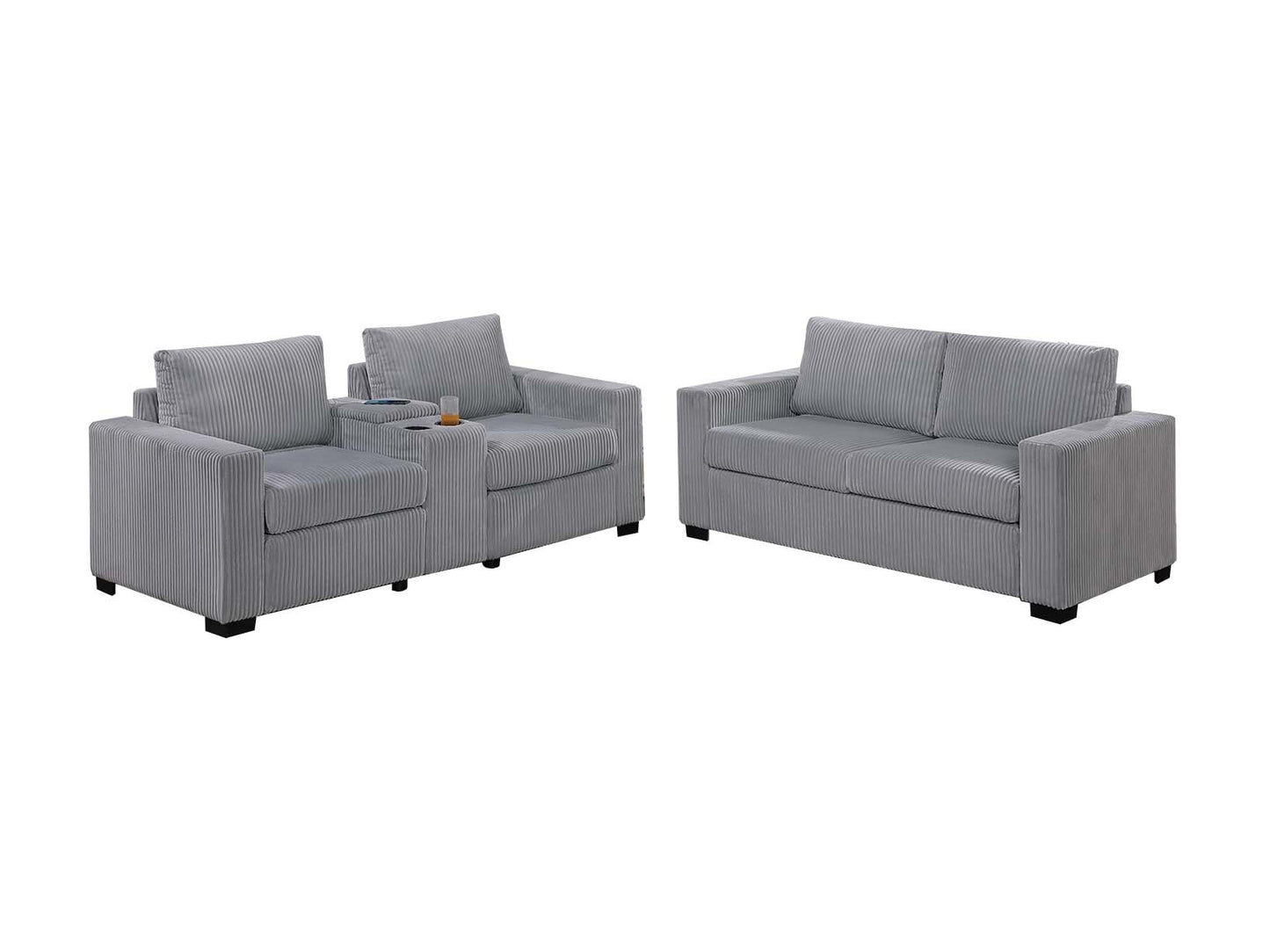 2-Piece Corduroy Sofa Loveseat Set