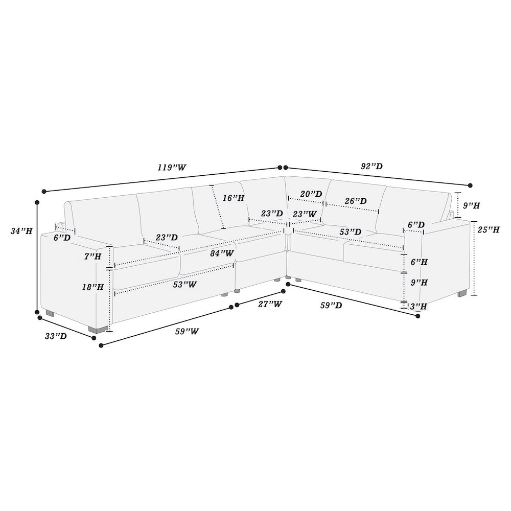 4-PC Corduroy Sectional Sofa