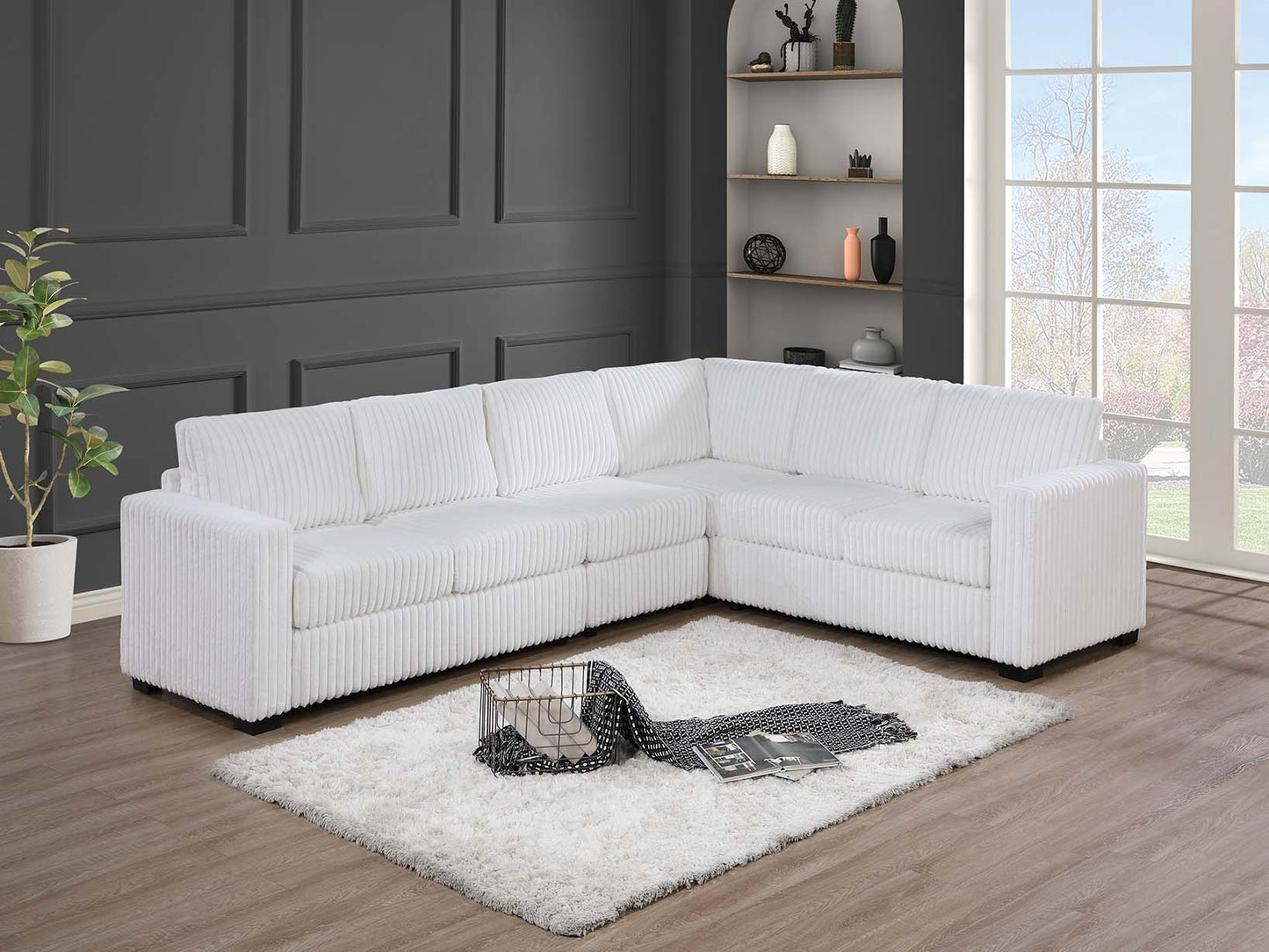 4-PC Corduroy Sectional Sofa