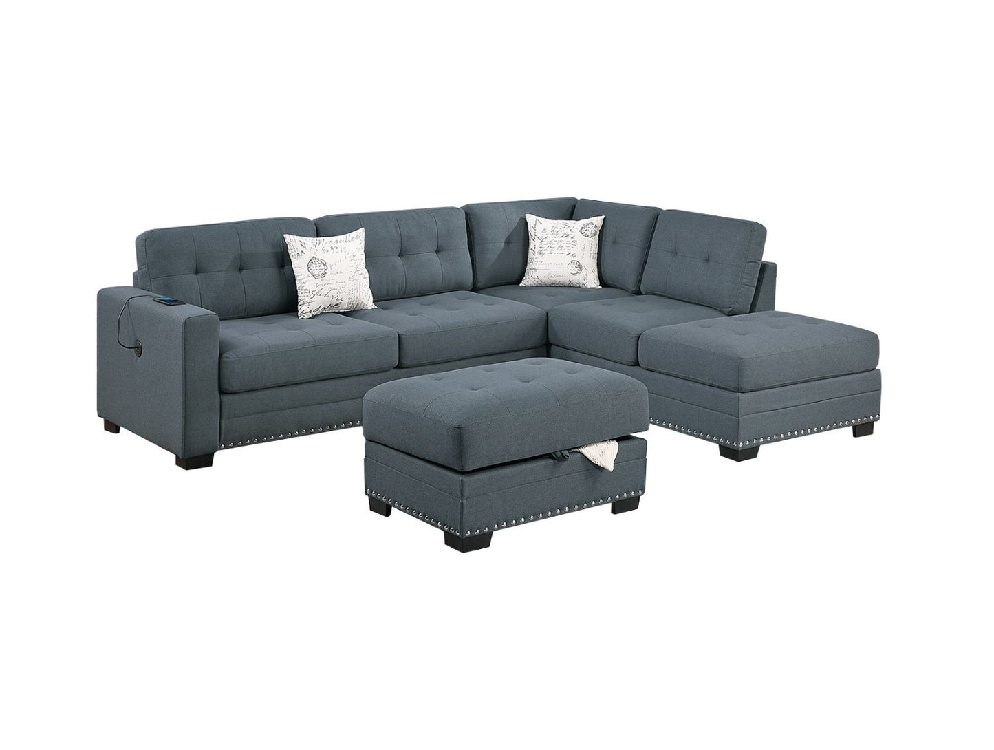 3-Piece Reversible Sectional Set W/ Ottoman