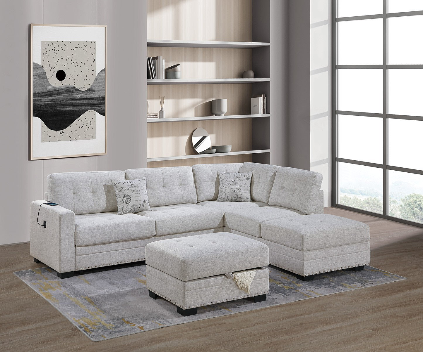 3-Piece Reversible Sectional Set W/ Ottoman