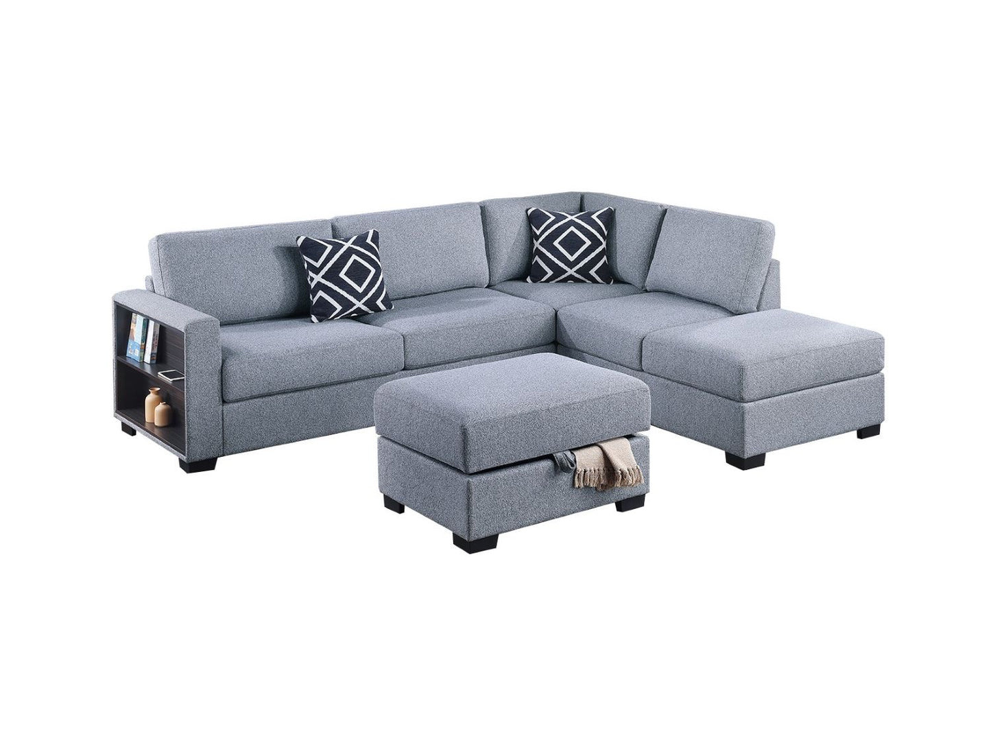 3-Piece Reversible Sectional Set W/ Ottoman