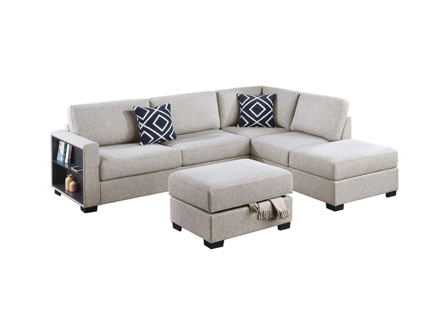 3-Piece Reversible Sectional Set W/ Ottoman