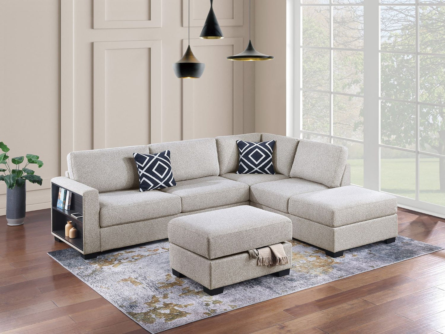 3-Piece Reversible Sectional Set W/ Ottoman