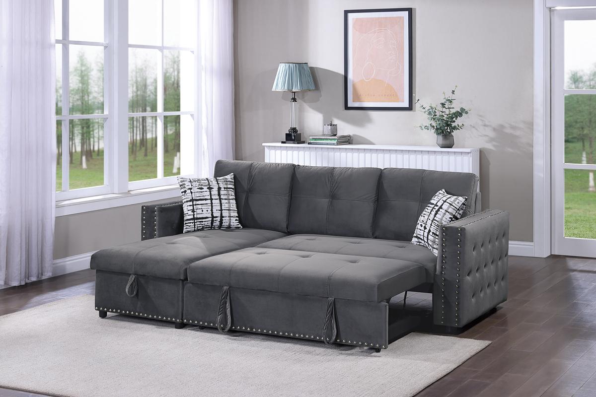 Reversible Convertible Sectional Sofa W/Storage