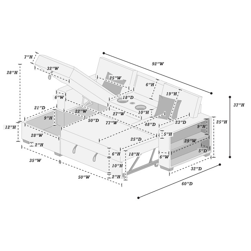 2-Piece Convertible Sectional