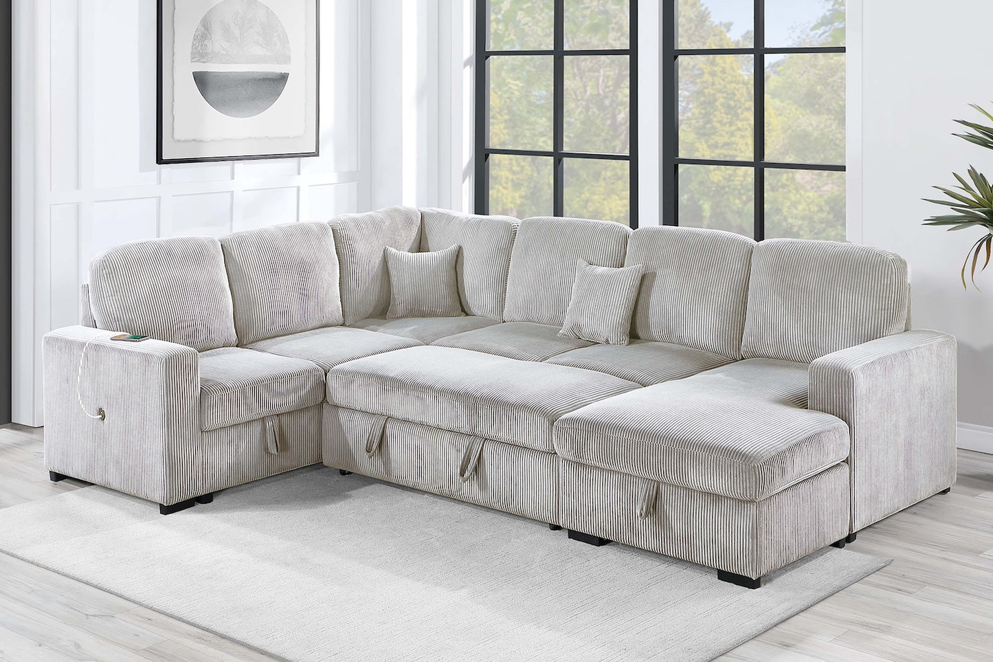 Sectional with Pull-Out Bed and Storage Chaise