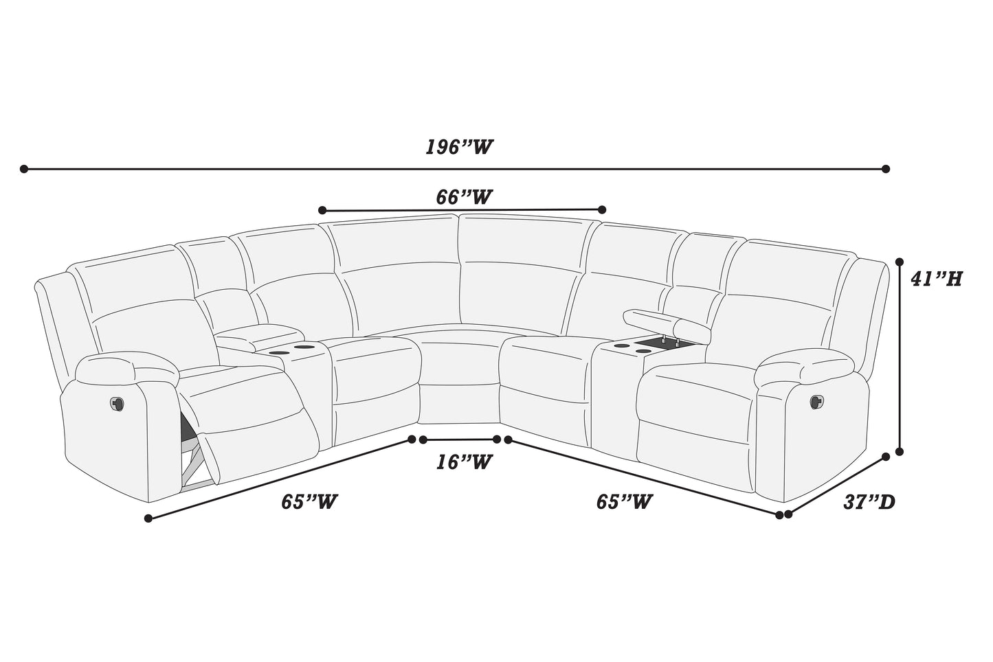 Corduroy Power Recliner Sectional