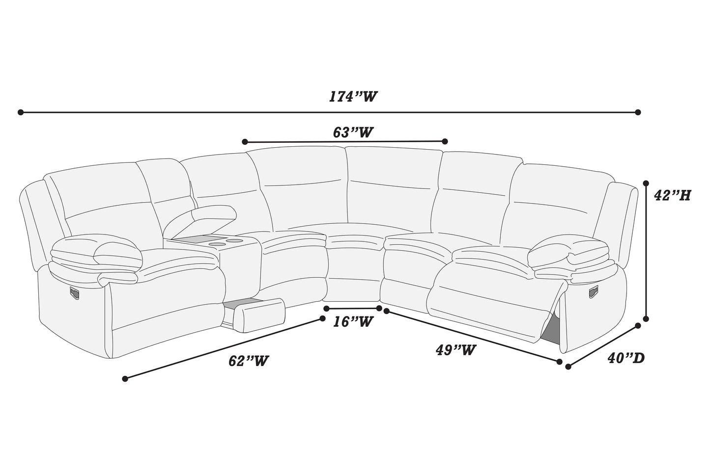 Corduroy Power Recliner Sectional