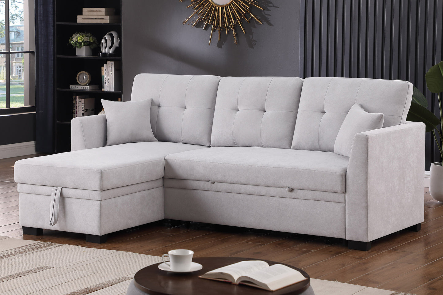 Sectional with Pull-Out Bed and Storage Chaise