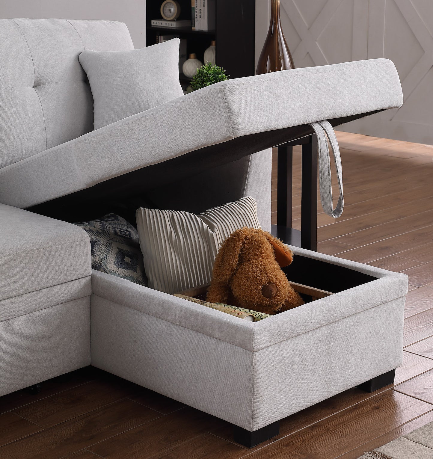 Sectional with Pull-Out Bed and Storage Chaise