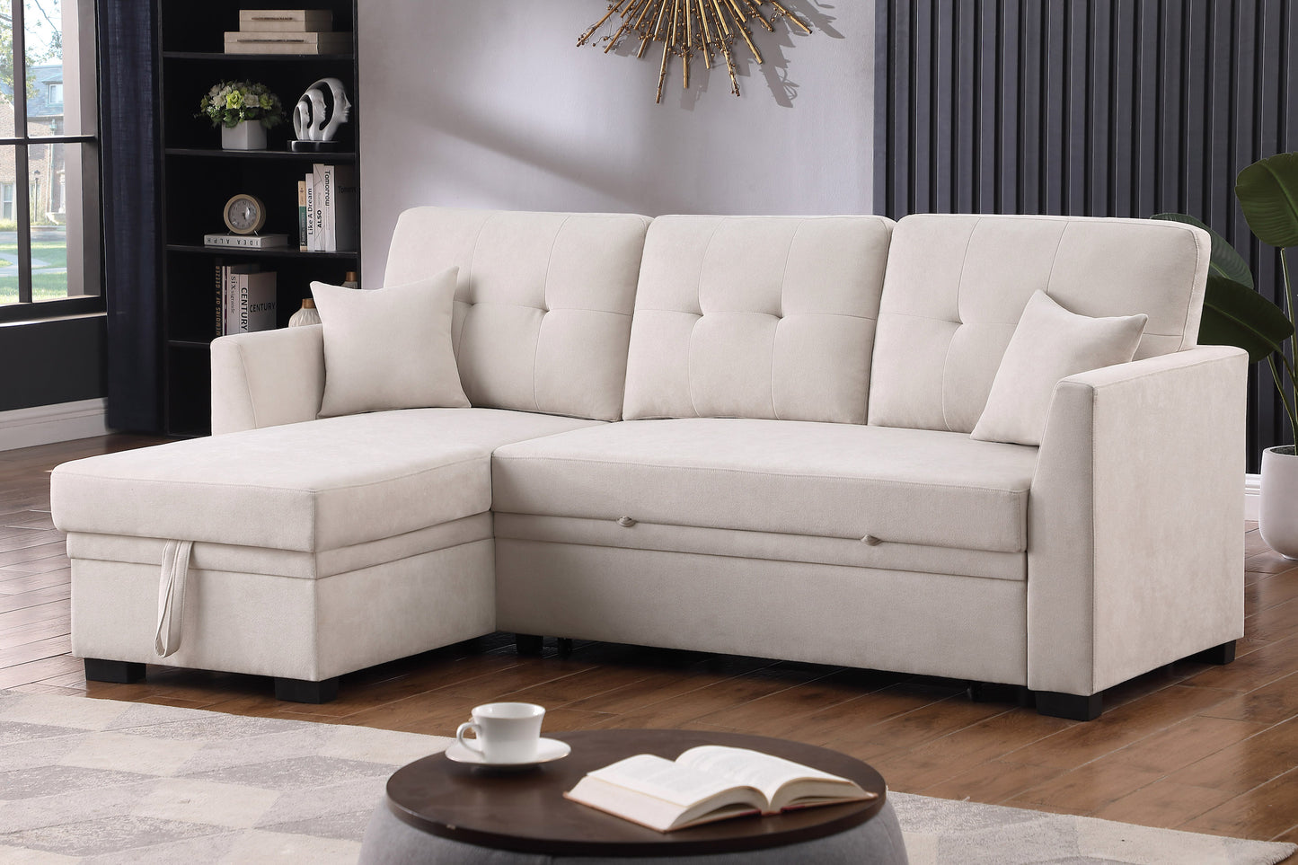 Sectional with Pull-Out Bed and Storage Chaise