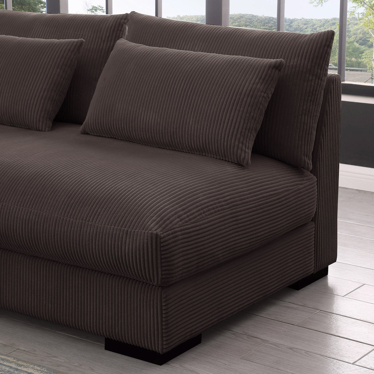 Corduroy Sectional with Ottoman