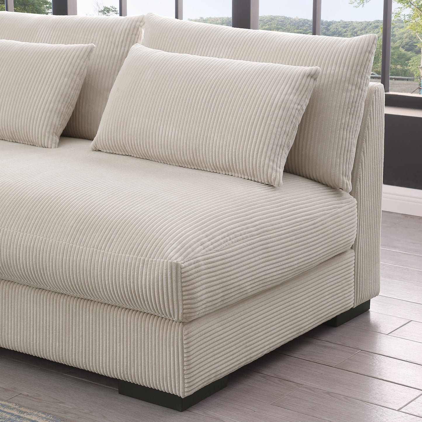 Corduroy Sectional with Ottoman