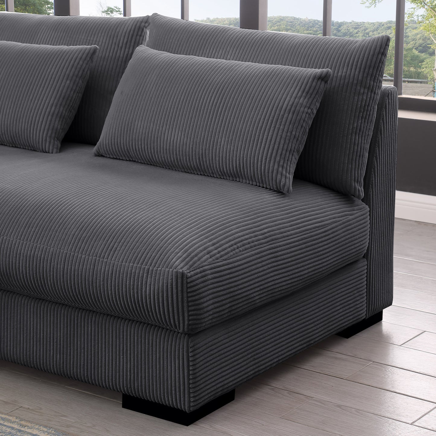 Corduroy Sectional with Ottoman