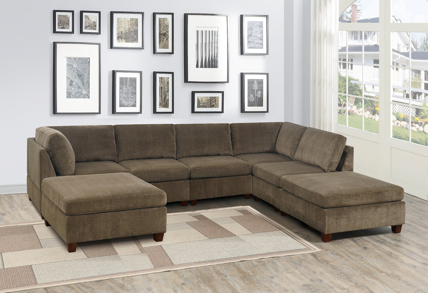 7-PC Modular Chenille Sectional Set