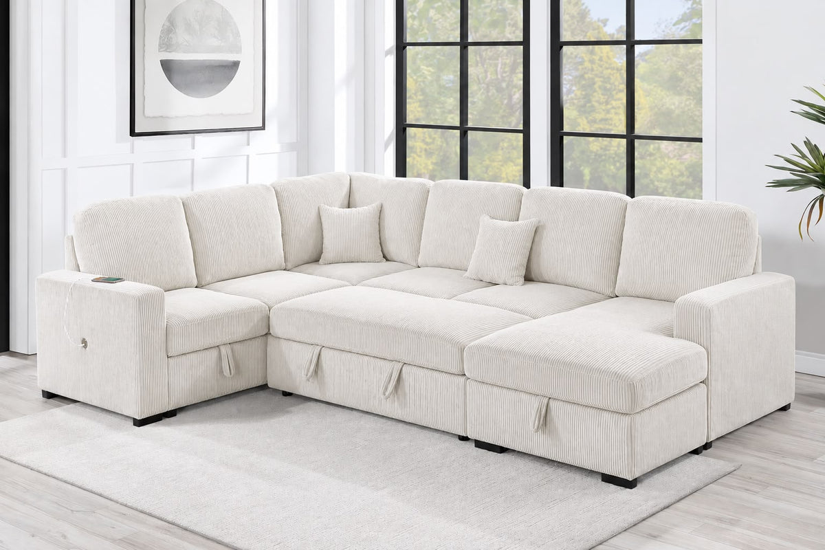 Sectional with Pull-Out Bed and Storage Chaise