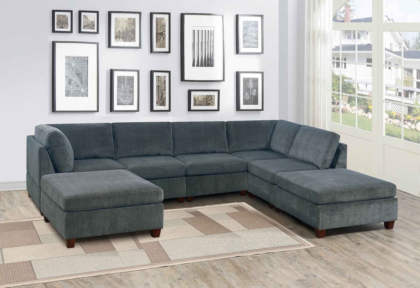 7-PC Modular Chenille Sectional Set