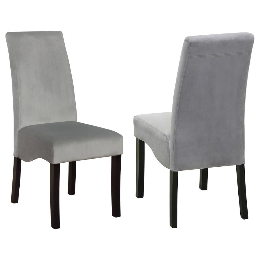 Grey Velvet Upholstered Dining Side Chair