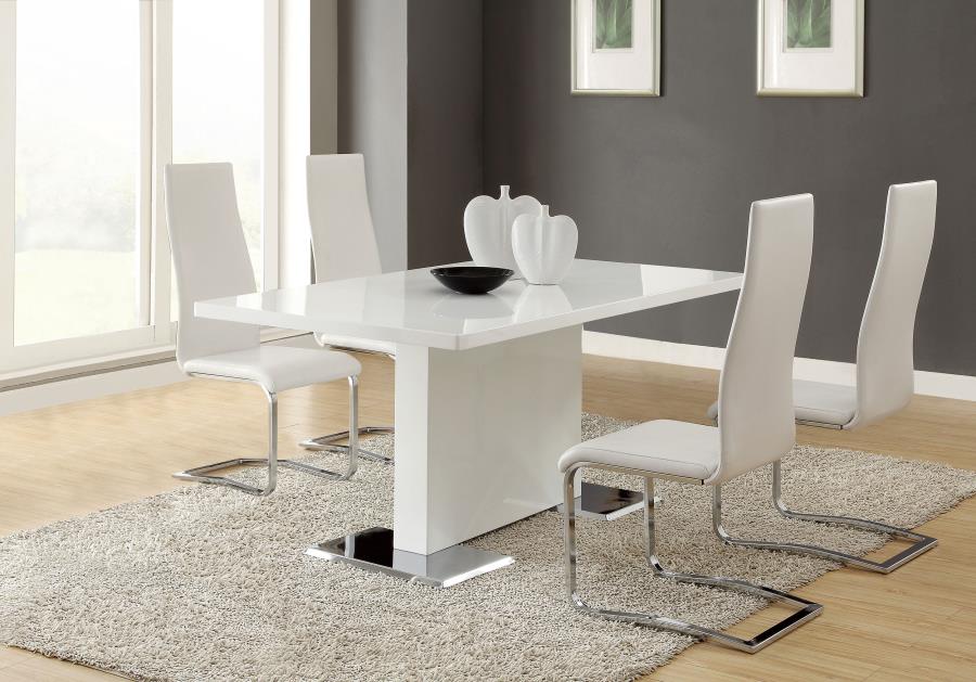 5-piece Dining Table Set White High Gloss