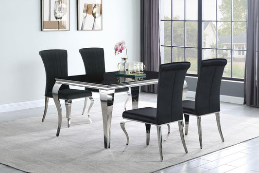 5-piece 61" Rectangular Black Glass Dining Set