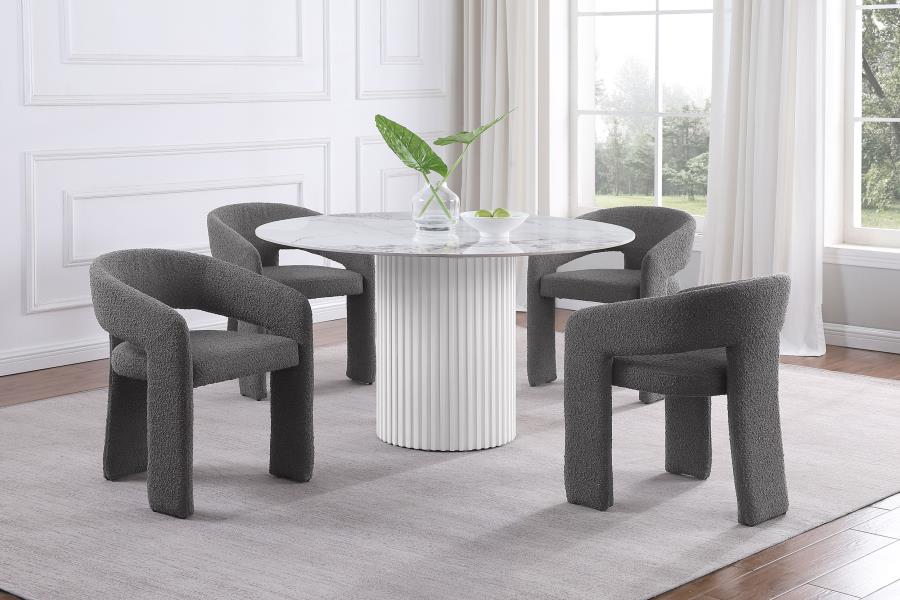 5-piece 53" Round Sintered Stone Top Dining Set