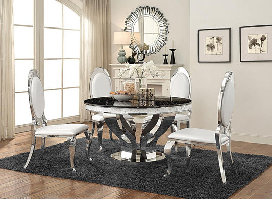 5-piece Round Stainless Steel Dining Set