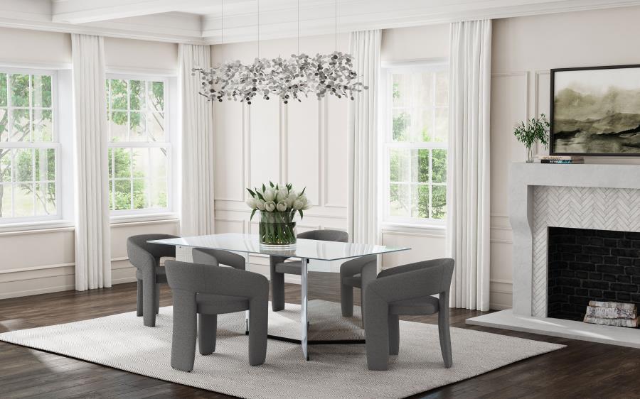 5-piece 76" Rectangular Mirrored Dining Set