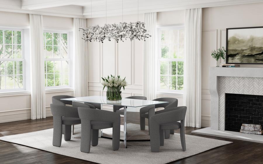 7-piece Rectangular 76" Mirrored Dining Set