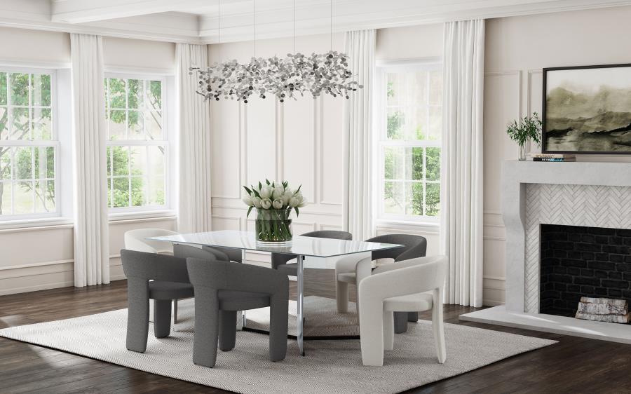 7-piece Rectangular 76" Mirrored Dining Set