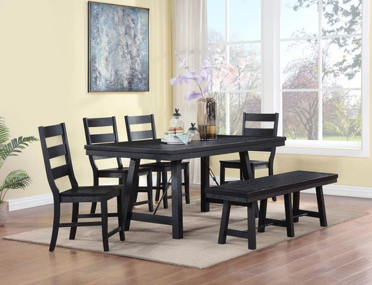 6-piece Rectangular Trestle Dining Table Set