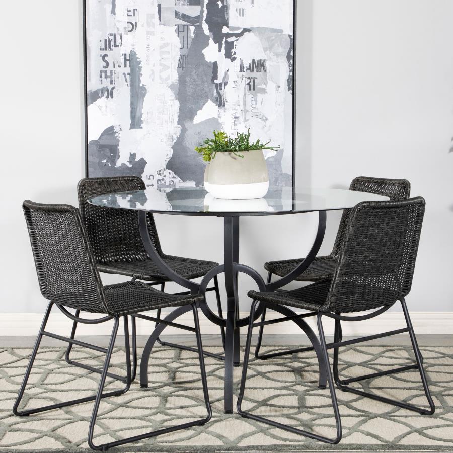 5-piece Round Glass Top Dining Table Set