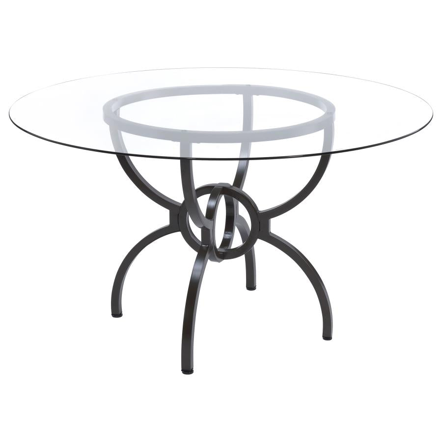 5-piece Round Glass Top Dining Table Set