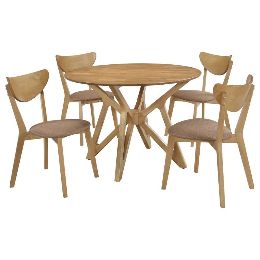 5-piece Round Solid Wood Dining Set