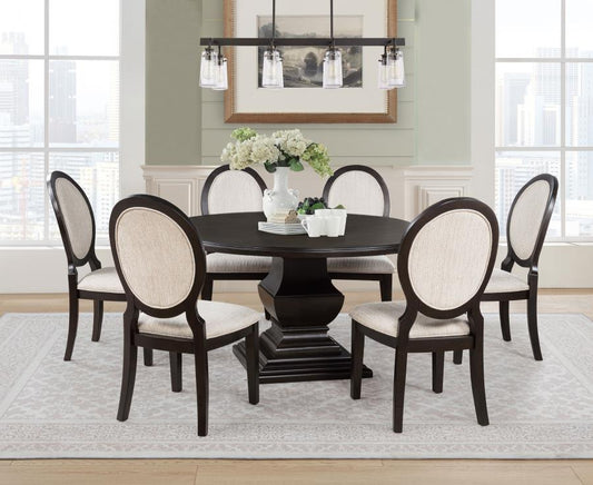 7 Piece Round Table Dining Set Dark Cocoa