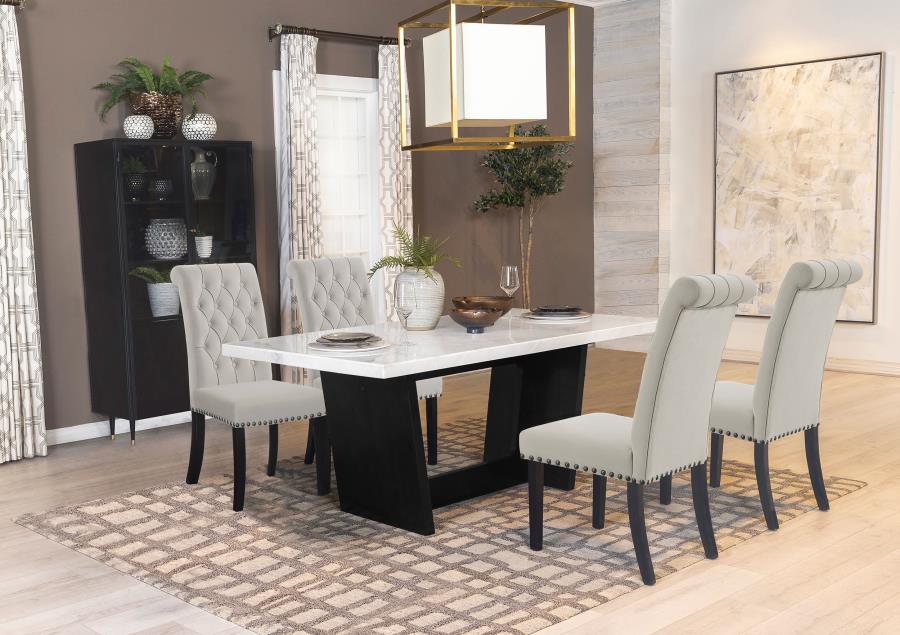 5-piece Rectangular Marble Top Dining Table Set