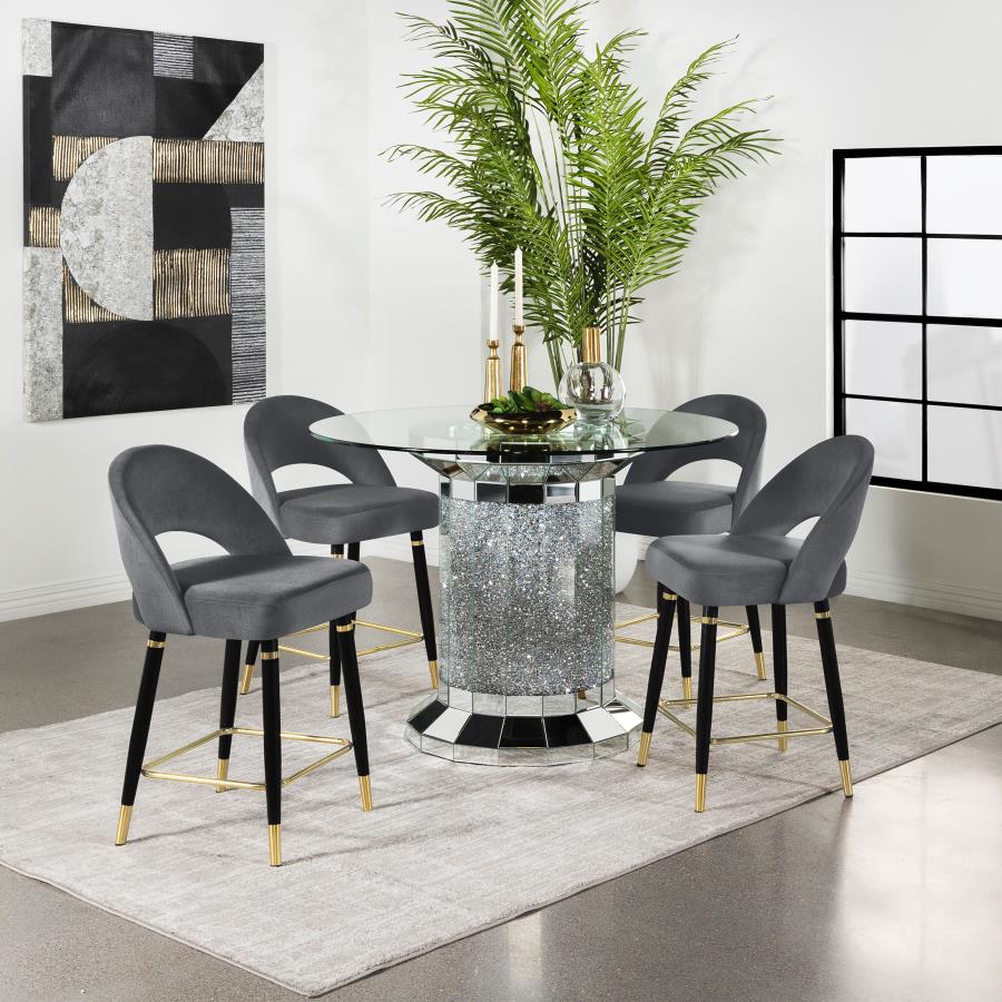 5-piece Mirrored Counter Height Dining Table Set