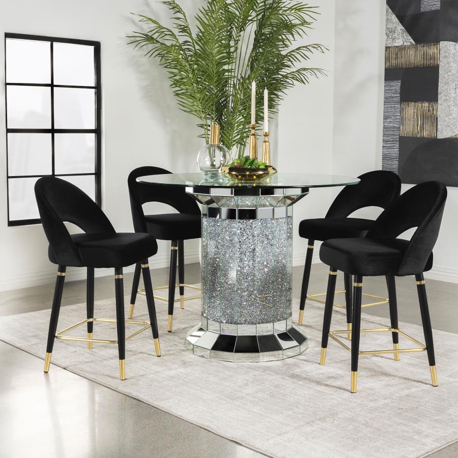 5-piece Mirrored Counter Height Dining Table Set