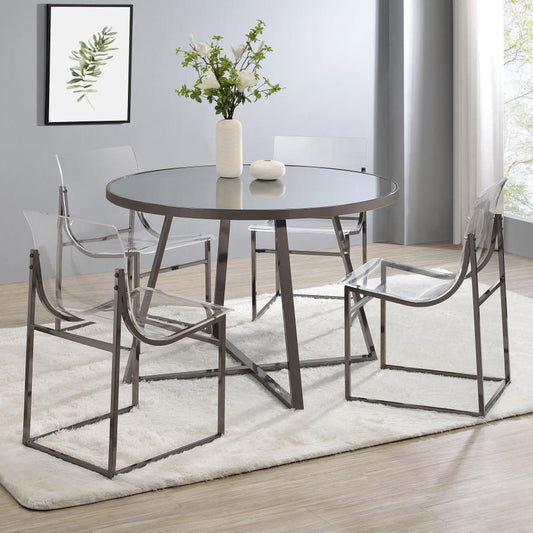 5-piece Round Mirror Top Dining Set