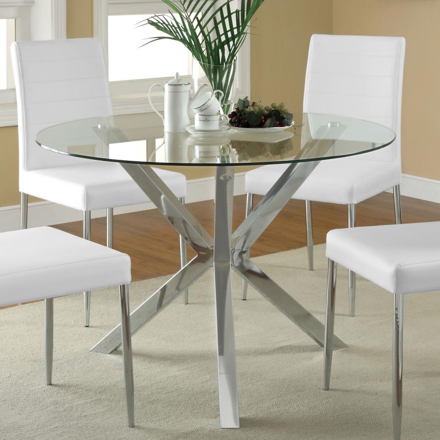 41-inch Glass Top Round Dining Table Chrome